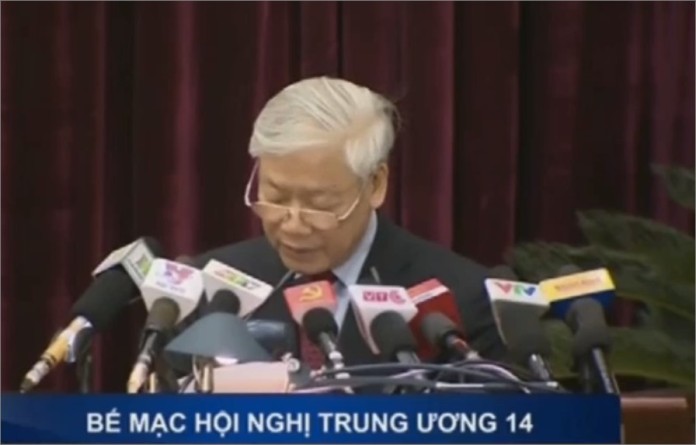 TBT Nguyễn Phú Trọng đọc diễn văn bế mạc Hội nghị Trung ương 14.
