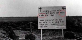 Bảng đánh dấu mộ chôn cất tập thể bộ đội CS tử trận để lại trên chiến trường khi tấn công phi trường Tân Sơn Nhất mùng Một Tết Mậu Thân 1968. Ảnh: Internet