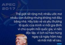 TT Trump không đề cập đến vấn đề nhân quyền tại APEC. Ông kêu gọi mọi người hãy bảo vệ và yêu thương tổ quốc của mình.