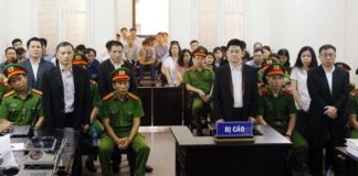 Quang cảnh phòng "xử án" 6 thành viên Hội Anh Em Dân Chủ hôm 5/4/2018.