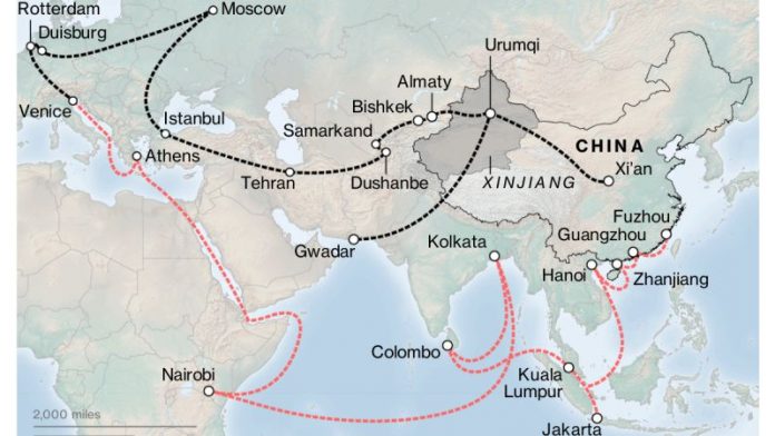 Sáng kiến Một vành đai một con đường của Bắc Kinh. Ảnh: Bloomberg