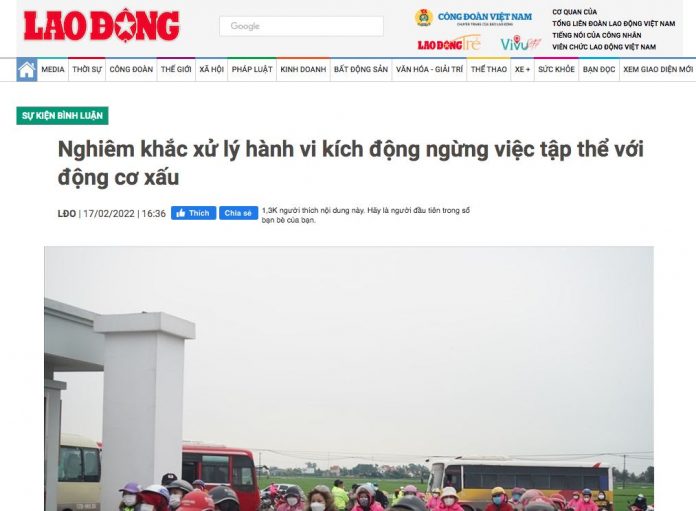 bao lao dong doa rung phat xui duc dinh cong Bài báo của tờ Lao Động hù dọa, đòi